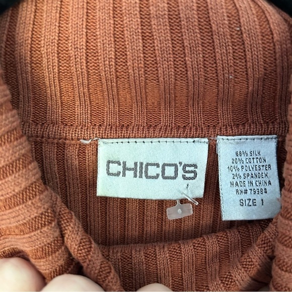 Chico’s Brown Silk Sleeveless Turtleneck Blouse Size Medium - Picture 6 of 10
